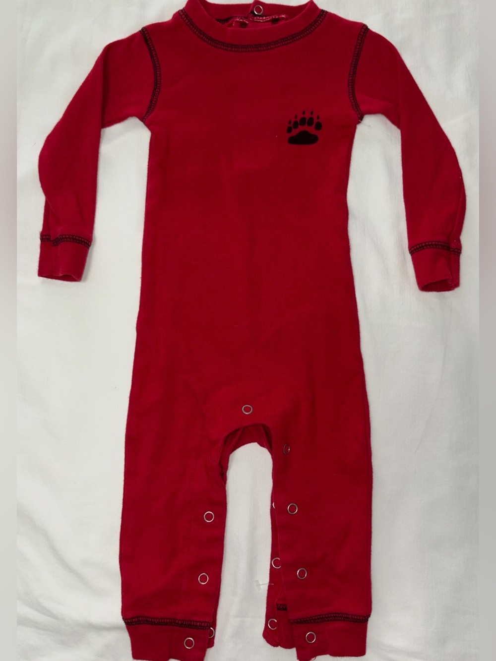 Lazy One bright red sleeper with “Bear Bum” drop seat sz 12 mo like new